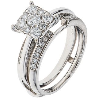 ALLIANCE RING WITH DIAMONDS IN 14K WHITE GOLD Brilliant cut diamonds ~0.65 ct. Weight: 7.9 g. Size: 7 | ALIANZA CON DIAMANTES EN ORO BLANCO DE 14K con