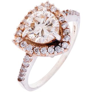RING WITH DIAMOND AND SIMULANTS IN SILVER 1 Brilliant cut diamond ~1.60 ct Clarity: SI1-SI2. Size: 8 | ANILLO CON DIAMANTE Y SIMULANTES EN PLATA con u