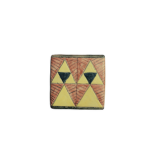 Exclusive Geometric designs of yellow, burnt orange and black. 199 pieces. They can be purchased in groups of ten. 