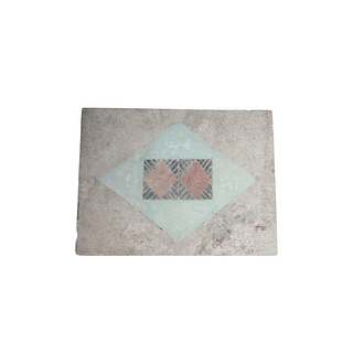 Geometric light blue, grey and brown marble tile. Lot of 8 pieces. 
