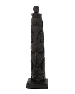 A Haida argillite totem carving