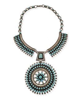 A Kirk & Mary Eriacho silver and turquoise necklace