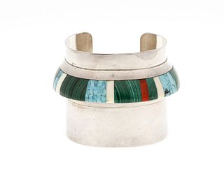 A Cleve Honyaktewa Hopi stone-set cuff