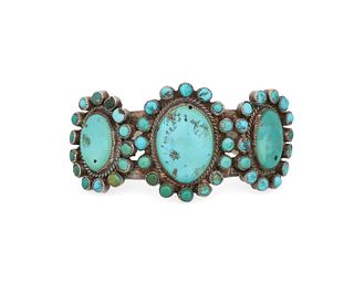 A Zuni turquoise cluster bracelet