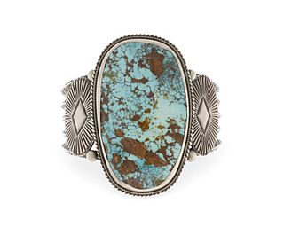 A Southwest silver and turquoise cuff bracelet