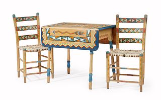 A Will Evans drop leaf table with chairs from Shiprock Trading Post