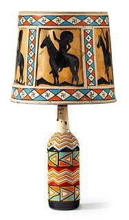 A Will Evans painted bottle lamp from Shiprock Trading Post