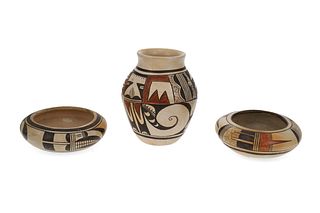 Three Hopi pottery jars