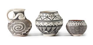 Three Acoma pottery vessels