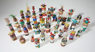 A large collection of Route 66 kachina figures