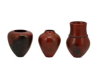 Three Alice Cling Navajo redware pottery vessels