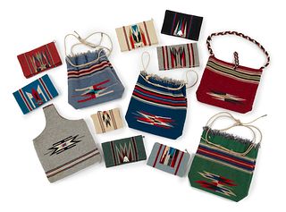 A group of Chimayo Handwoven wool purses

