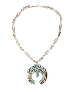 A Nelson Tapia Navajo squash blossom necklace
