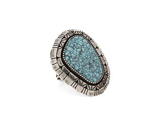 A Navajo turquoise and silver ring