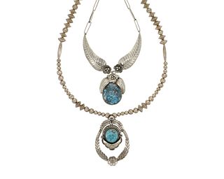 Two Southwest silver and turquoise necklaces