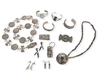 A group of Southwest-style jewelry items
