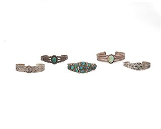 Five Southwest silver bracelets