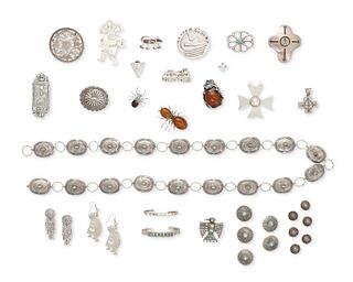 A group of Southwest-style jewelry items