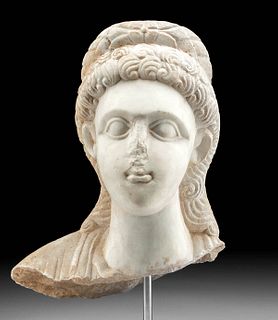 Cypro-Archaic Marble Head of a Female Votary