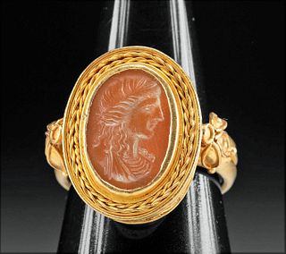 Roman Carnelian Intaglio w/ Neoclassical Gold Ring