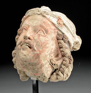 Rare Gandharan Stucco Head of a Bodhisattva with Turban