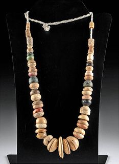 Indus Valley Bone & Stone Spindle Whorl Bead Necklace
