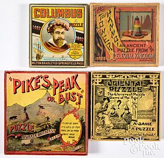 Four puzzle and skill games, ca. 1900