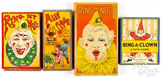 Four clown ring toss games