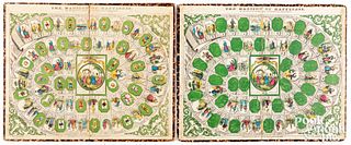 The Mansion of Happiness game boards, ca. 1864