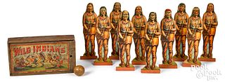 Lithographed paper on wood Wild Indians ten pins