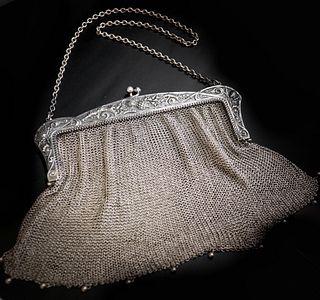 A Pair of Sterling Silver Mesh Purses