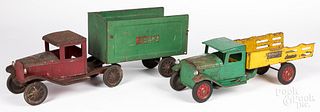 Buddy L pressed steel Express Line tractor trailer