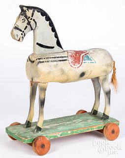 Wood horse pull toy