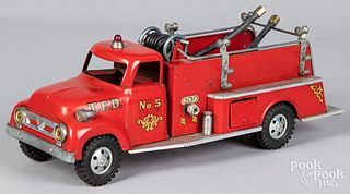 Tonka pressed steel fire truck, with hose reel