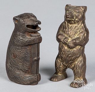 Two cast iron bear banks