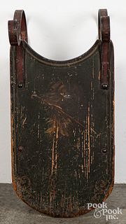 Child's painted pine sled, 19th c.