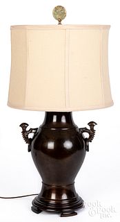 Oriental bronze table lamp
