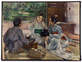 Ikunosuke Shirataki oil on canvas of children