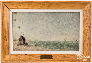 Albert Jean Adolphe oil on canvas coastal scene