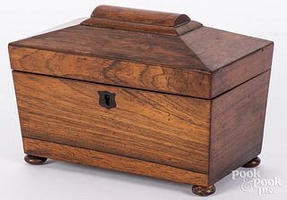 Regency rosewood tea caddy, 19th c.