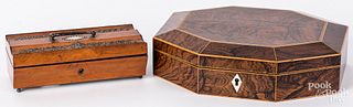 Rosewood grained dresser box, 19th c.