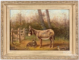 Oil on canvas of a donkey