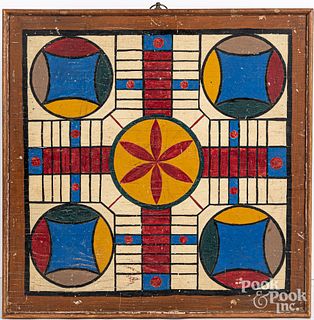 Painted double sided gameboard, early 20th c.