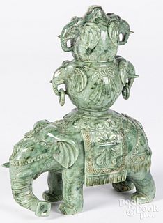 Chinese carved jadeite elephant censer