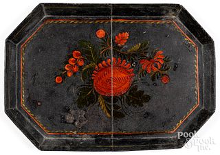 Large painted tole tray, 19th c.