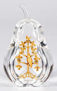 Steuben crystal and 18K Partridge in a Pear Tree