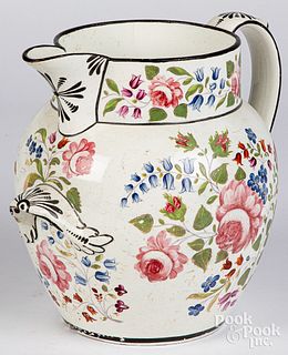 Large pearlware pitcher, 19th c.