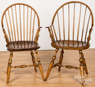 Two continuous arm Windsor chairs, ca. 1790.