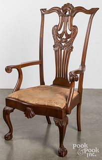 Chippendale style mahogany great chair.