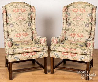 Pair of Lewis Mittman Chippendale style wing chair